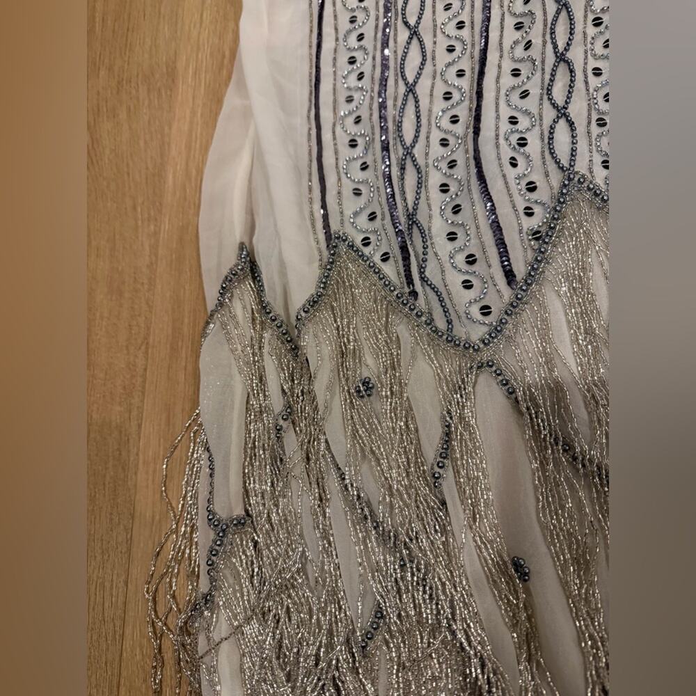 Unique Vintage Sheer Flapper Dress XL Art Deco 1920s Gatsby Inspired Beaded - Picture 3 of 8